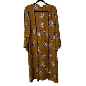 ADRIENNE CARDIGAN DUSTER FLORAL SIZE M LIGHTWEIGHT SIDE SLIT LONG SLEEVE MULTI